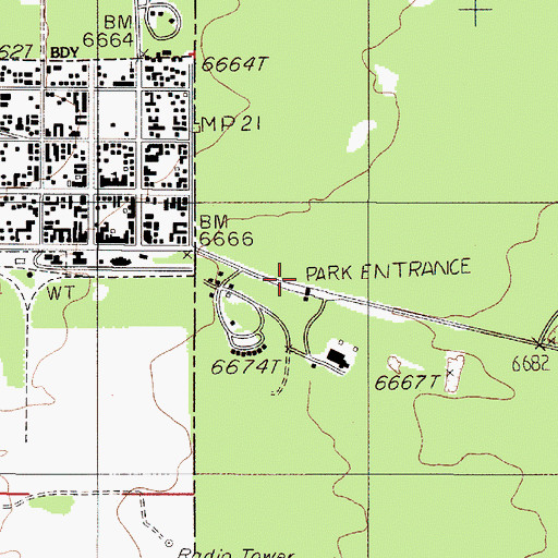 Topographic Map of Grizzly Discovery Center, MT