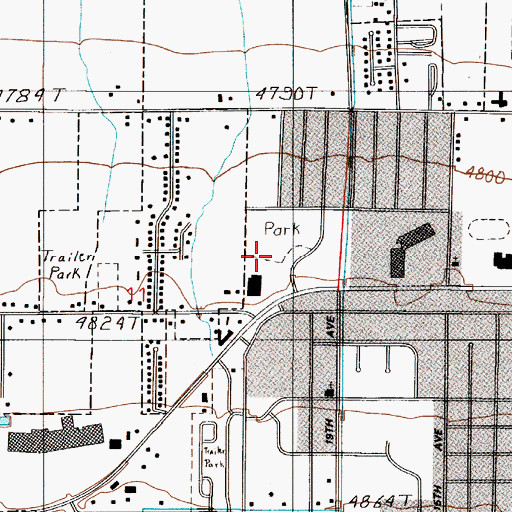 Topographic Map of Tee Pee Trailer Court, MT