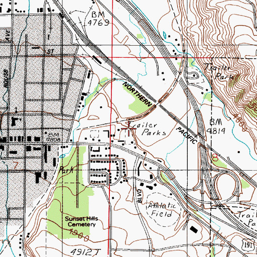 Topographic Map of Hiland Trailer Court, MT