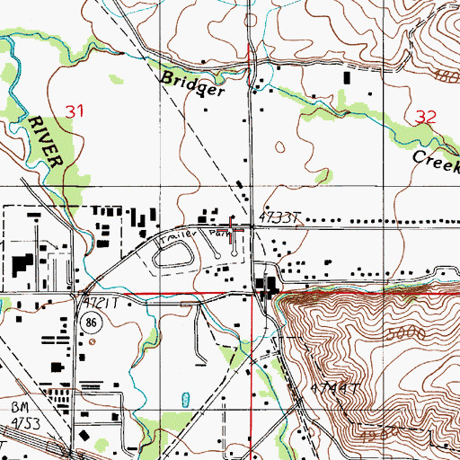 Topographic Map of Bridger View Trailer Court, MT