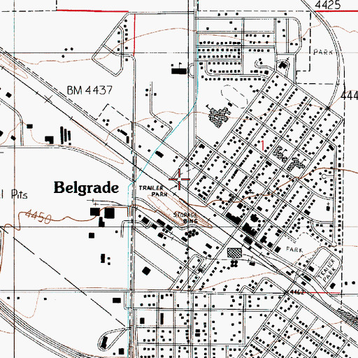 Topographic Map of Belgrade Trailer Court, MT