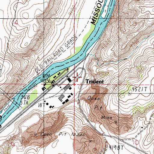 Topographic Map of Trident School (historical), MT