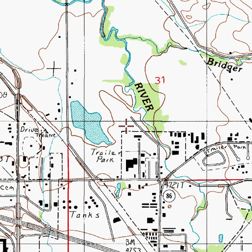 Topographic Map of Story Mill School (historical), MT