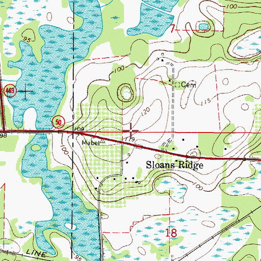 Topographic Map of Slones Ridge, FL