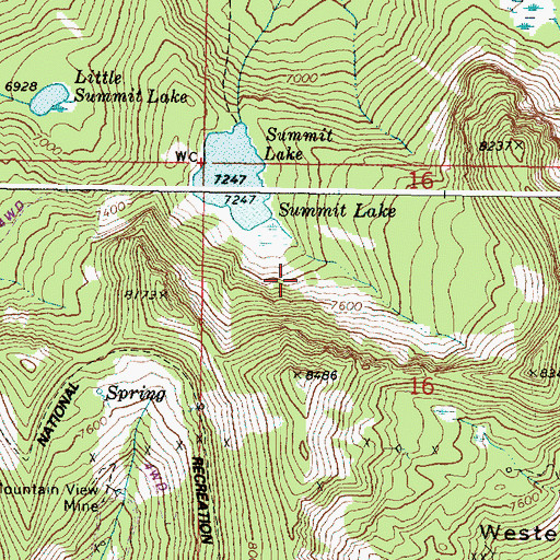 Topographic Map of Elkhorn Mountains, OR