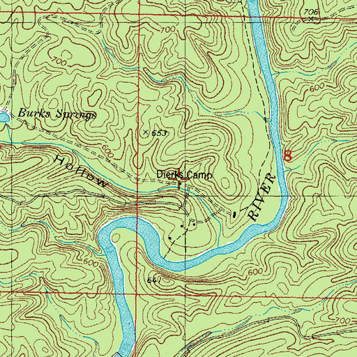 Topographic Map of Dierks Camp, OK