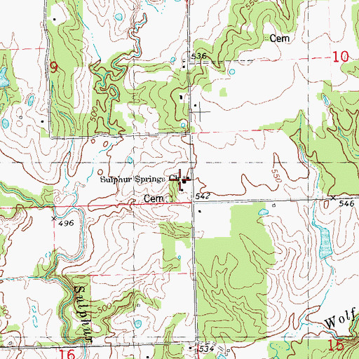 Topographic Map of Sulphur Springs Church, OK