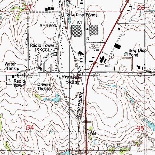 Topographic Map of Fransen Siding, OK