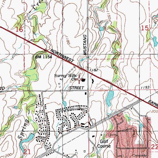 Topographic Map of Surrey Hills Baptist Church, OK