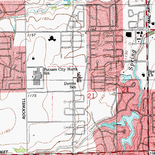 Topographic Map of Dennis Elementary School, OK
