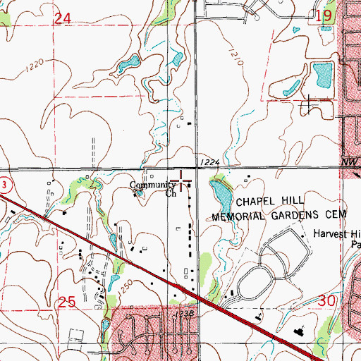 Topographic Map of Community Church, OK