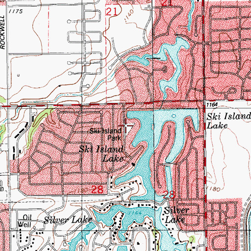 Topographic Map of Ski Island Park, OK