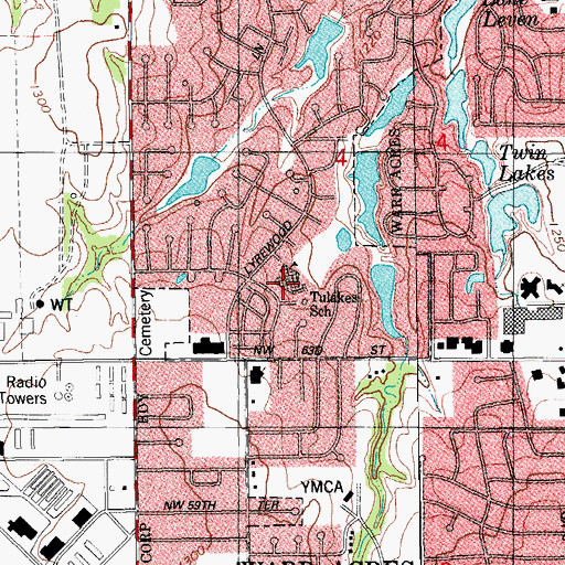 Topographic Map of Tulakes Elementary School, OK
