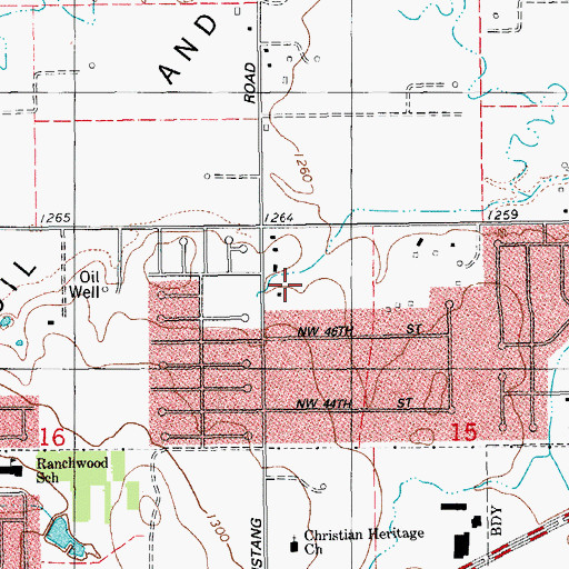 Topographic Map of Christian Heritage Church, OK