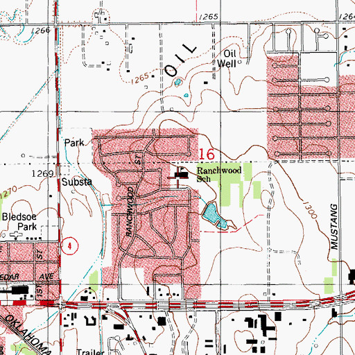 Topographic Map of Ranchwood Elementary School, OK