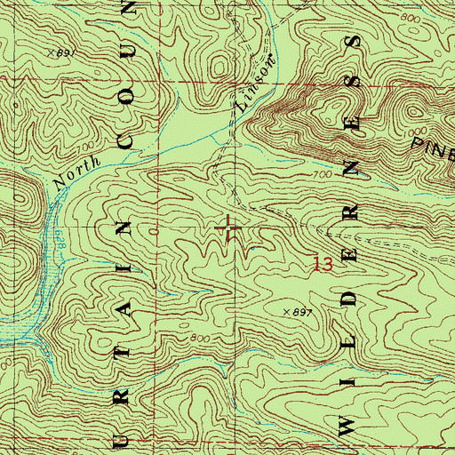 Topographic Map of McCurtain County Wilderness Area, OK