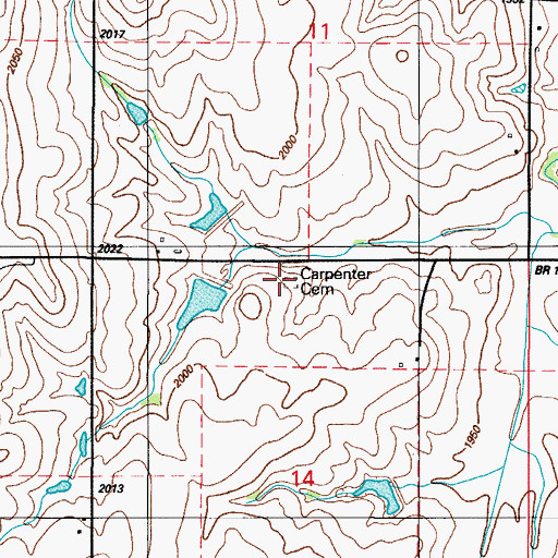 Topographic Map of Carpenter Cemetery, OK