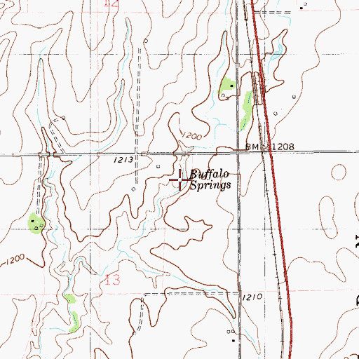 Topographic Map of Buffalo Springs, OK