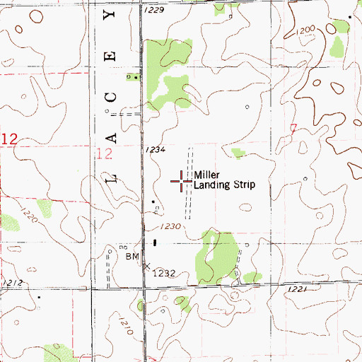 Topographic Map of Miller Landing Strip (historical), OK