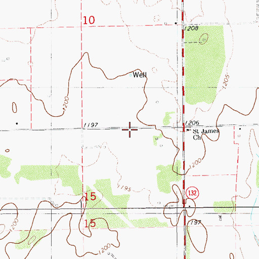 Topographic Map of Staint James Church, OK