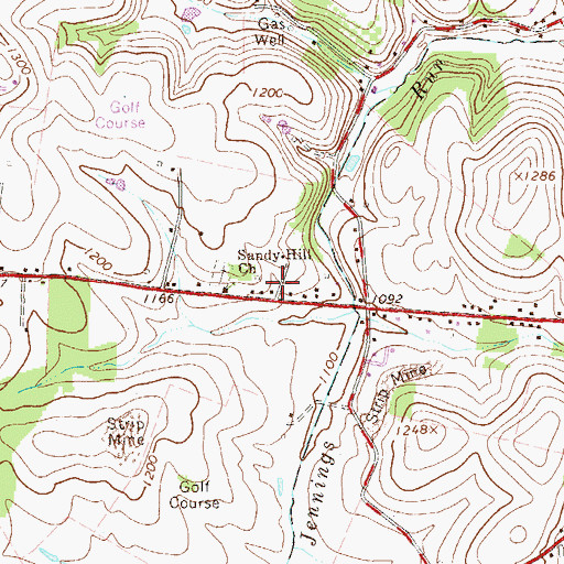 Topographic Map of Sandy Hill Church, PA