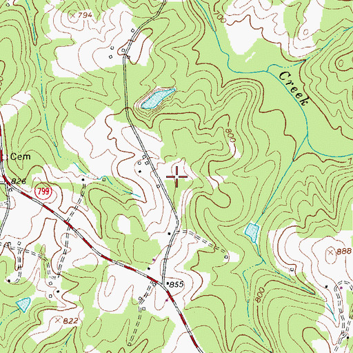 Topographic Map of Bennett Mine, VA