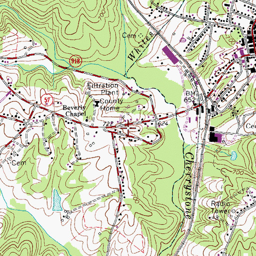Topographic Map of Beverly Heights, VA