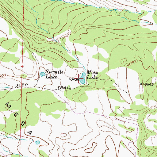 Topographic Map of Moss Lake, CO