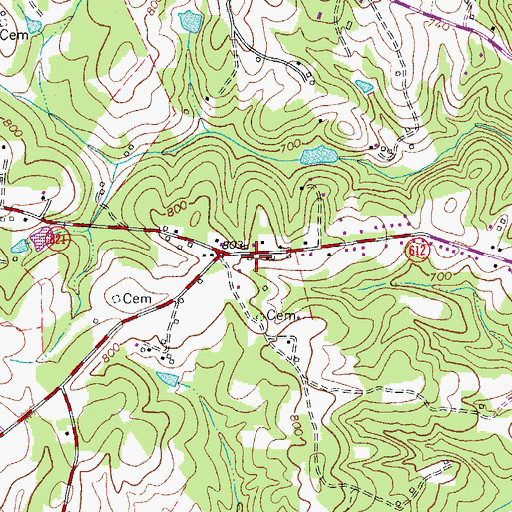 Topographic Map of Bold Spring Church (historical), VA