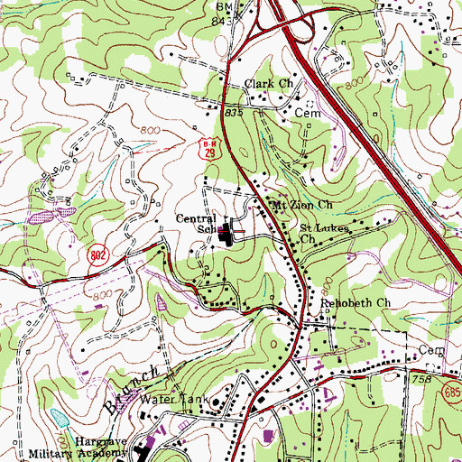 Topographic Map of Chatham Elementary School, VA