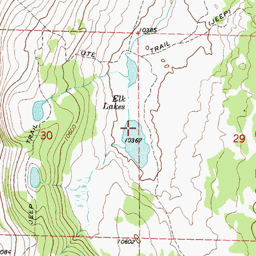 Topographic Map of Elk Lakes, CO