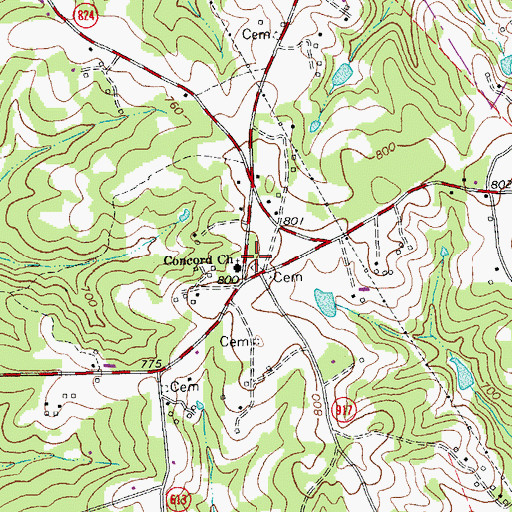 Topographic Map of Concord School (historical), VA