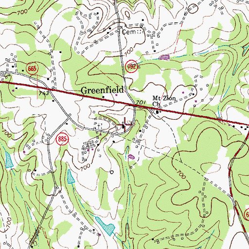 Topographic Map of Greenfield Baptist Church, VA