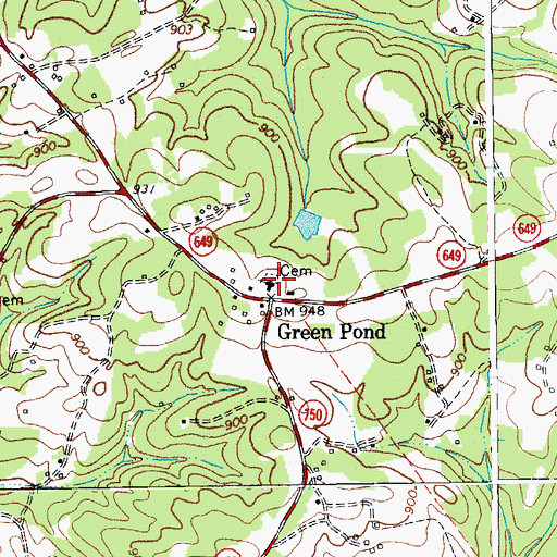 Topographic Map of Greenpond Baptist Church, VA