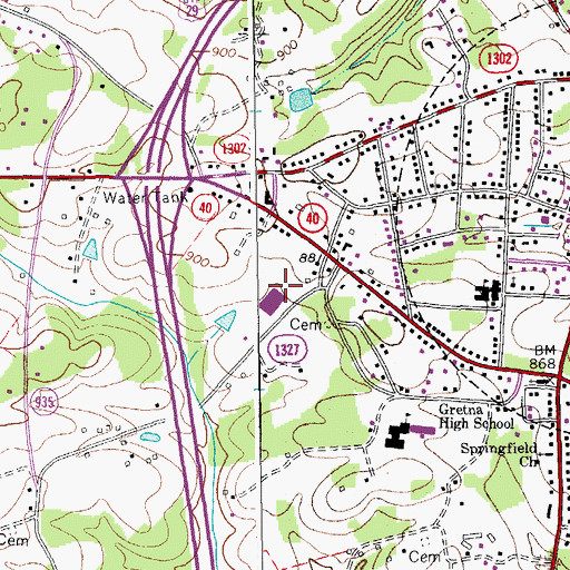 Topographic Map of Gretna Industrial Park, VA
