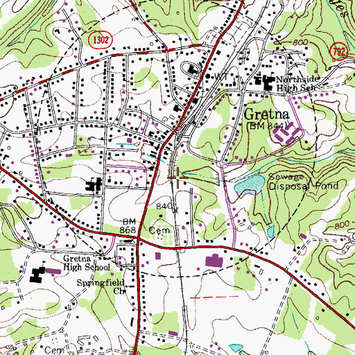 Topographic Map of Gretna Station (historical), VA