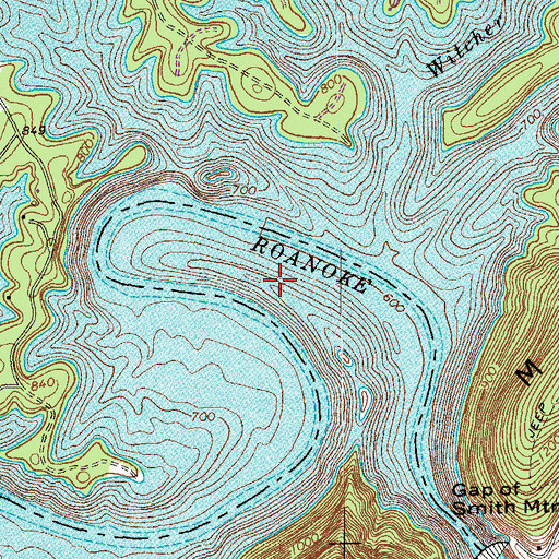 Topographic Map of Horseshoe Bend, VA