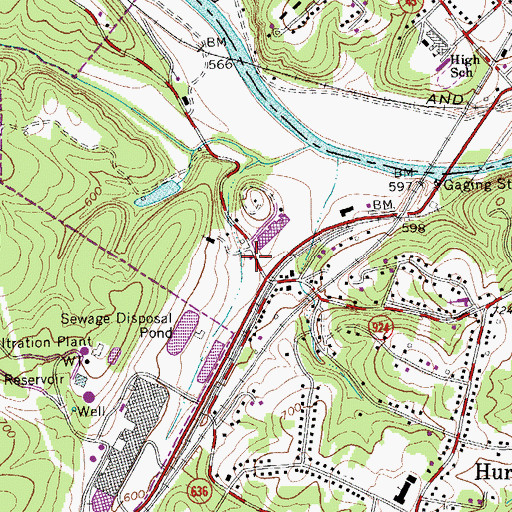 Topographic Map of Hurt City Hall, VA