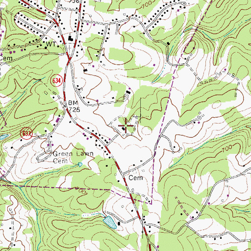 Topographic Map of Hurt Community Center, VA