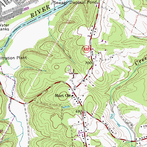 Topographic Map of Hurt Industrial Park, VA