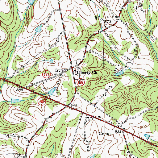 Topographic Map of Liberty School (historical), VA