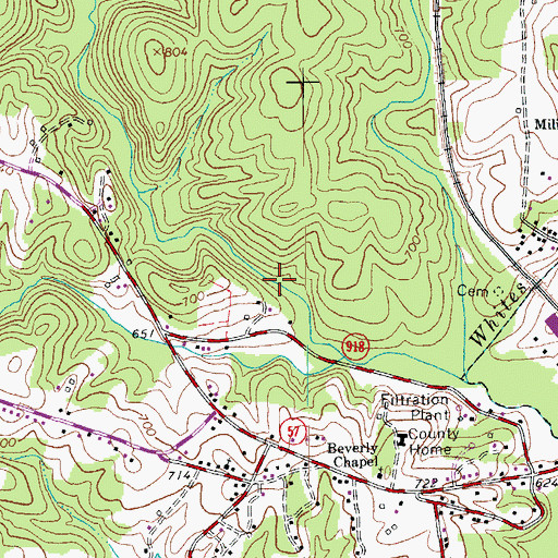 Topographic Map of Moses Mill (historical), VA