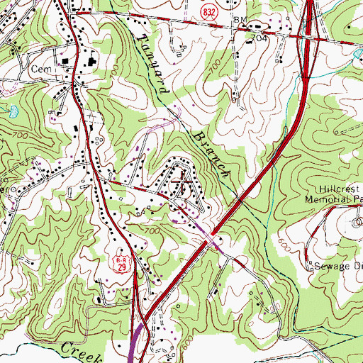 Topographic Map of Oakland, VA
