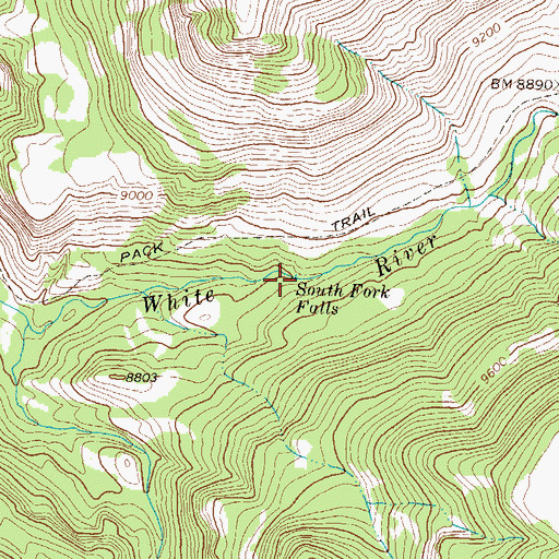 Topographic Map of South Fork Falls, CO