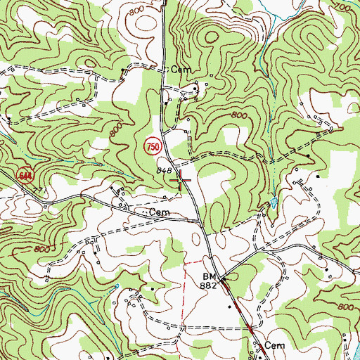 Topographic Map of Olive Branch School (historical), VA