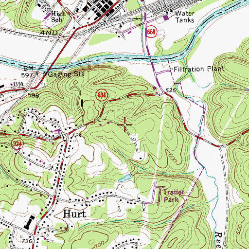 Topographic Map of Pine Ridge, VA