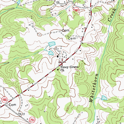 Topographic Map of Piney Grove School (historical), VA