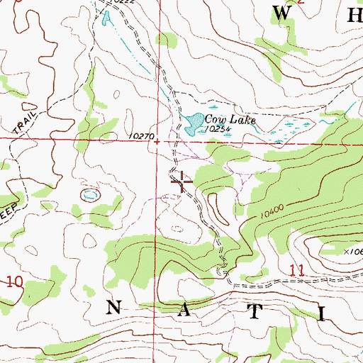 Topographic Map of Cow Lake, CO