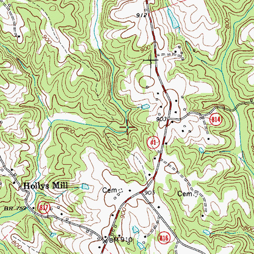 Topographic Map of Swansons Mill (historical), VA
