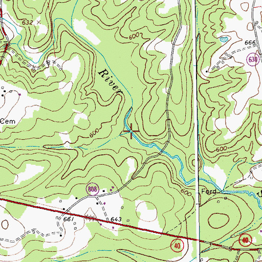 Topographic Map of Tates Mill (historical), VA